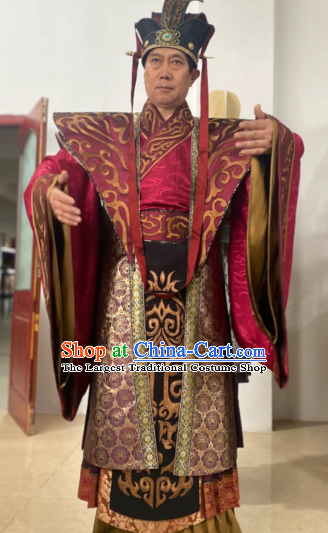 Three Kingdoms Period Emperor Embroidered Hanfu Traditional Chinese Ancient Noble Lord Attire