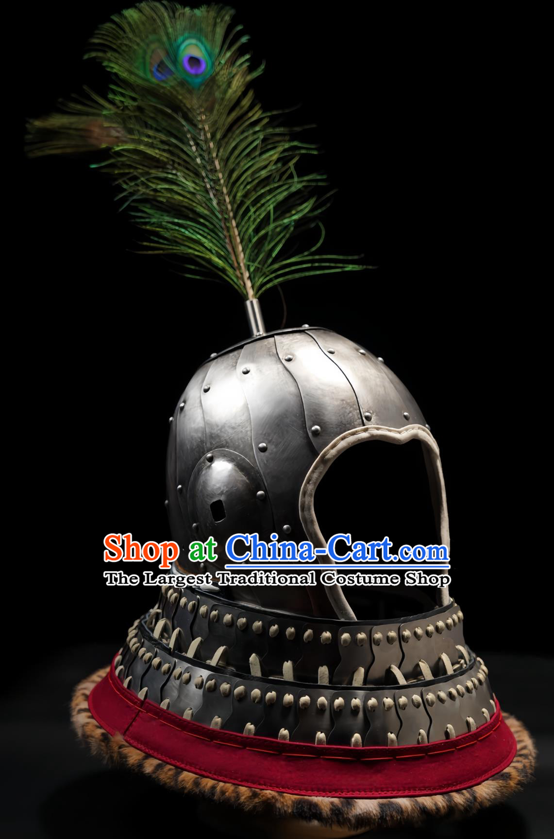 Chinese Tang Dynasty Princess Changle Tomb Mural Warrior Helmet Handmade Tang Dou Mou Armor Hat Headwear