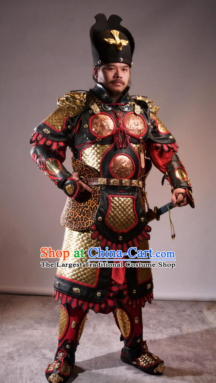 Custom Made Tang Dynasty Golden Winged Garuda Mingguang Armor Chinese Scale Armor Tang Helmet And Armor Set
