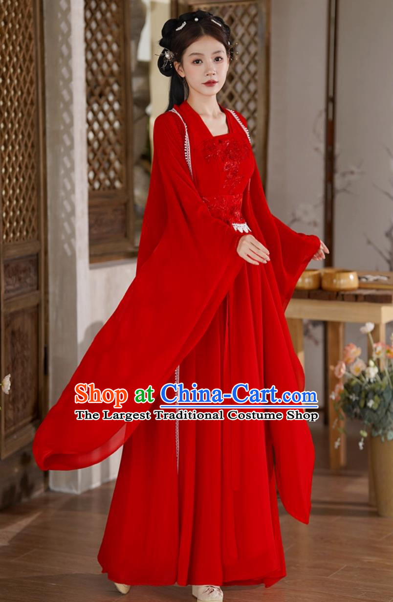 Women Hanfu Chinese Fashion Modified Ancient Fairy Dress Wide Sleeve Dance Costume