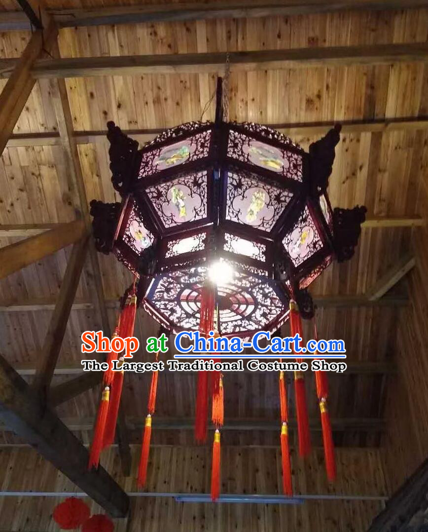 Classical Wooden Hanging Lamp Chinese Palace Lantern Traditional Light