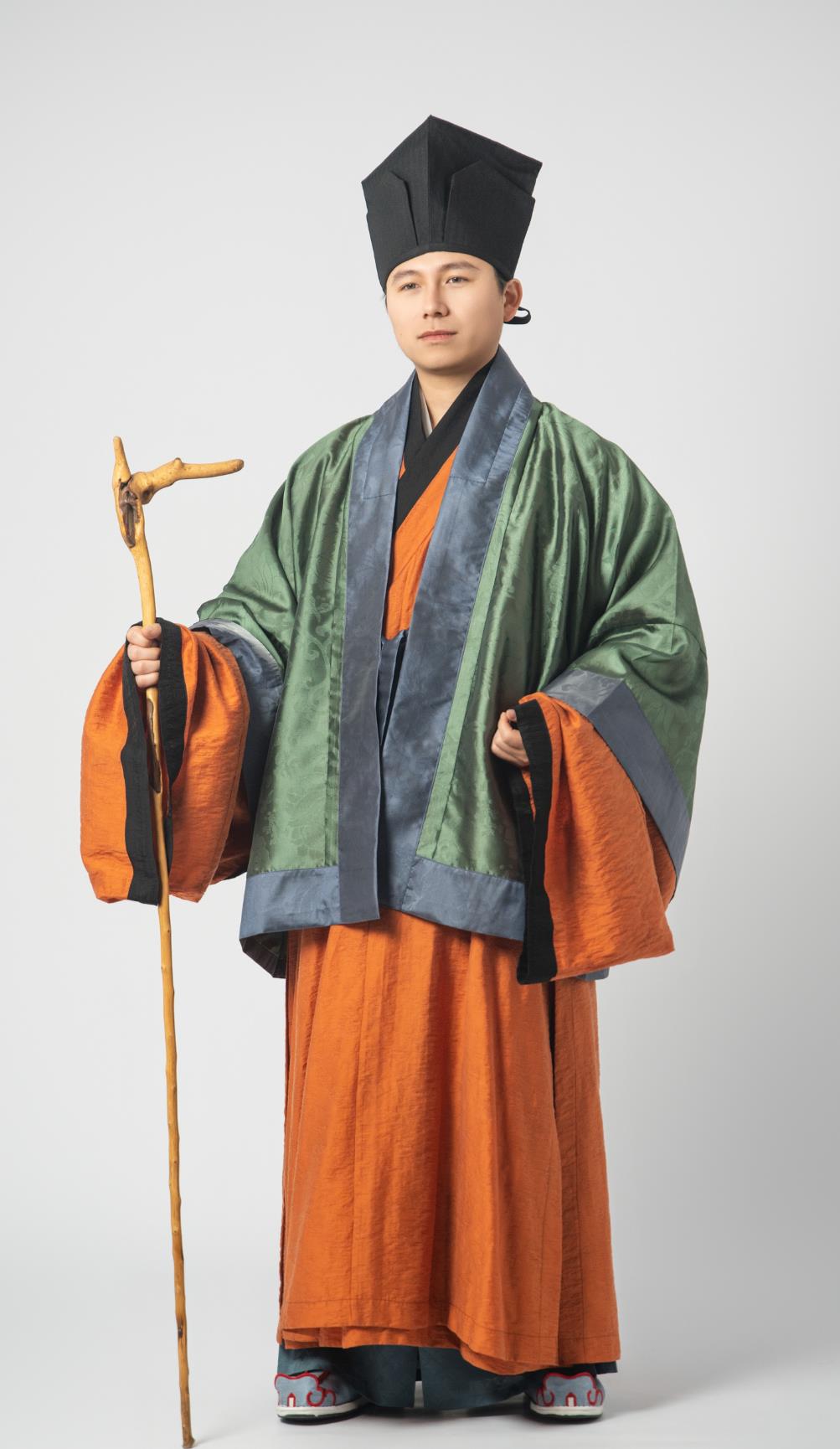 Song Dynasty Gauze Hexiu Jacket Southern Song Style Cross Collar Short Coat Taoist Hanfu Outerwear Mens Traditional Chinese Attire