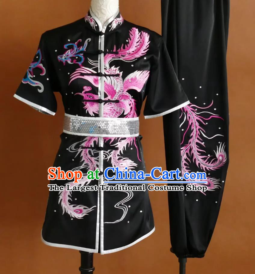 Embroidered Phoenix Wushu Uniform Changquan Performance Costume Martial Arts Group Training Clothing