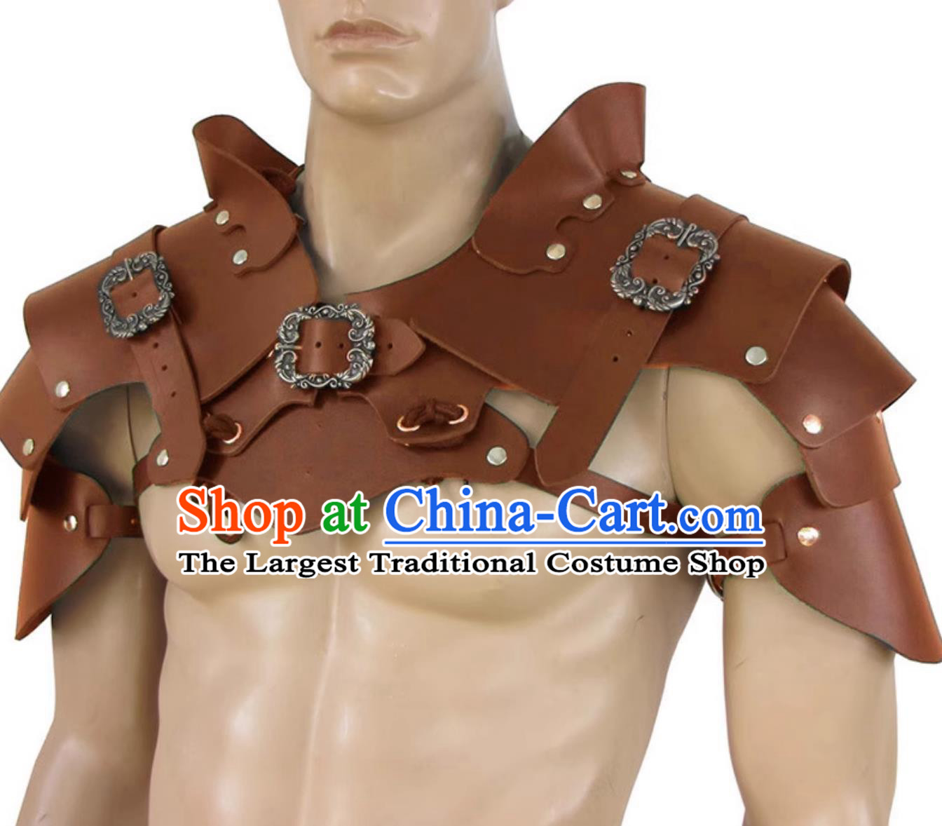Brown Shoulder Armor Medieval Vintage Viking Knight Pauldron Halloween Cosplay Ball Performance Prop