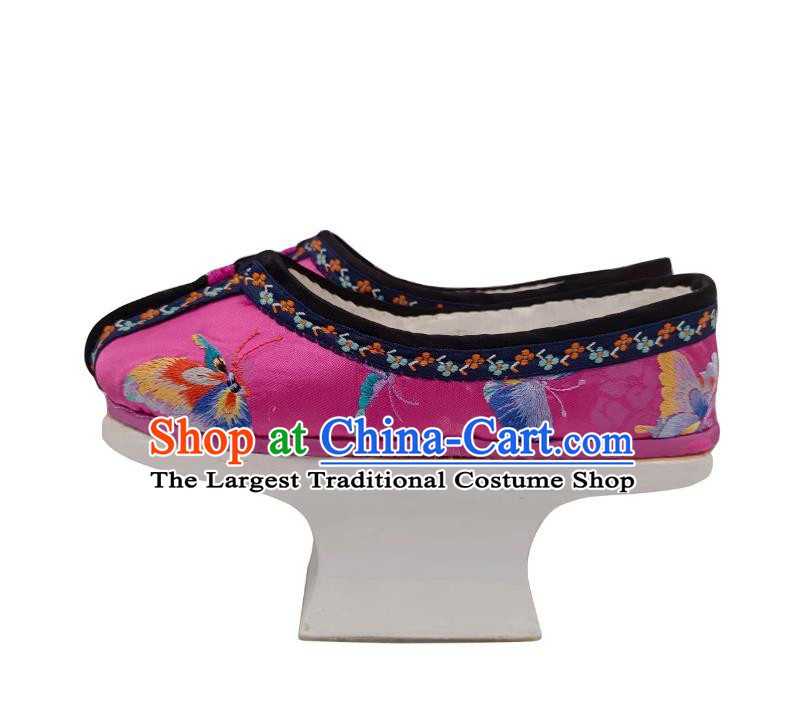 Qing Dynasty Flowerpot Sole Platform Shoes Handmade Ancient Chinese Empress Shoes Manchu Platform Shoes