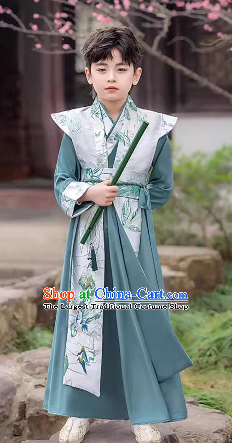 Boys Chinese Ancient Costume Handsome Young Master Traditional Performance Outfit