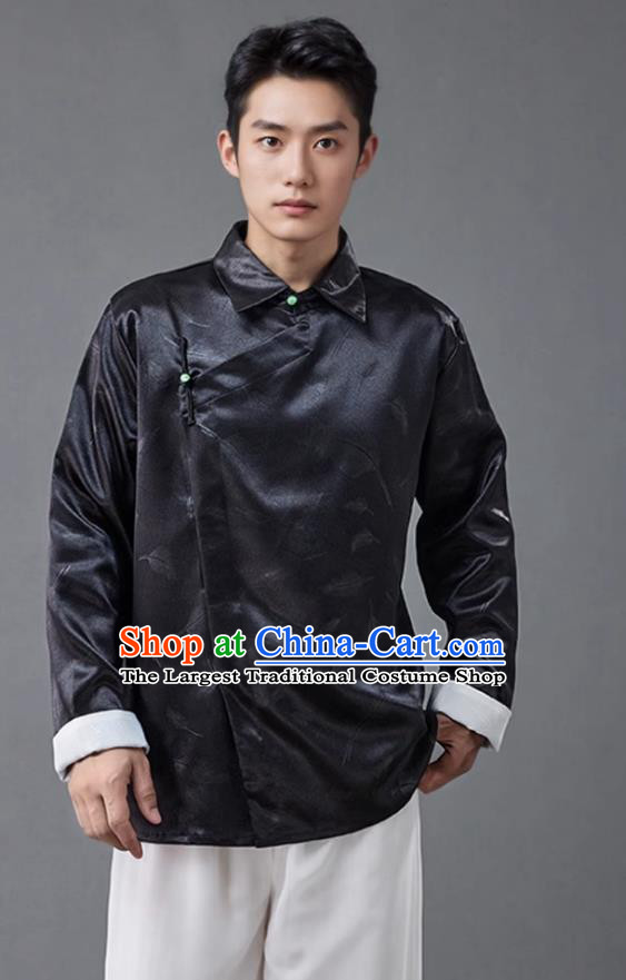 Chinese Mens Clothing Traditional Tang Suit Diagonal Opening Vintage Frog Button Jacket