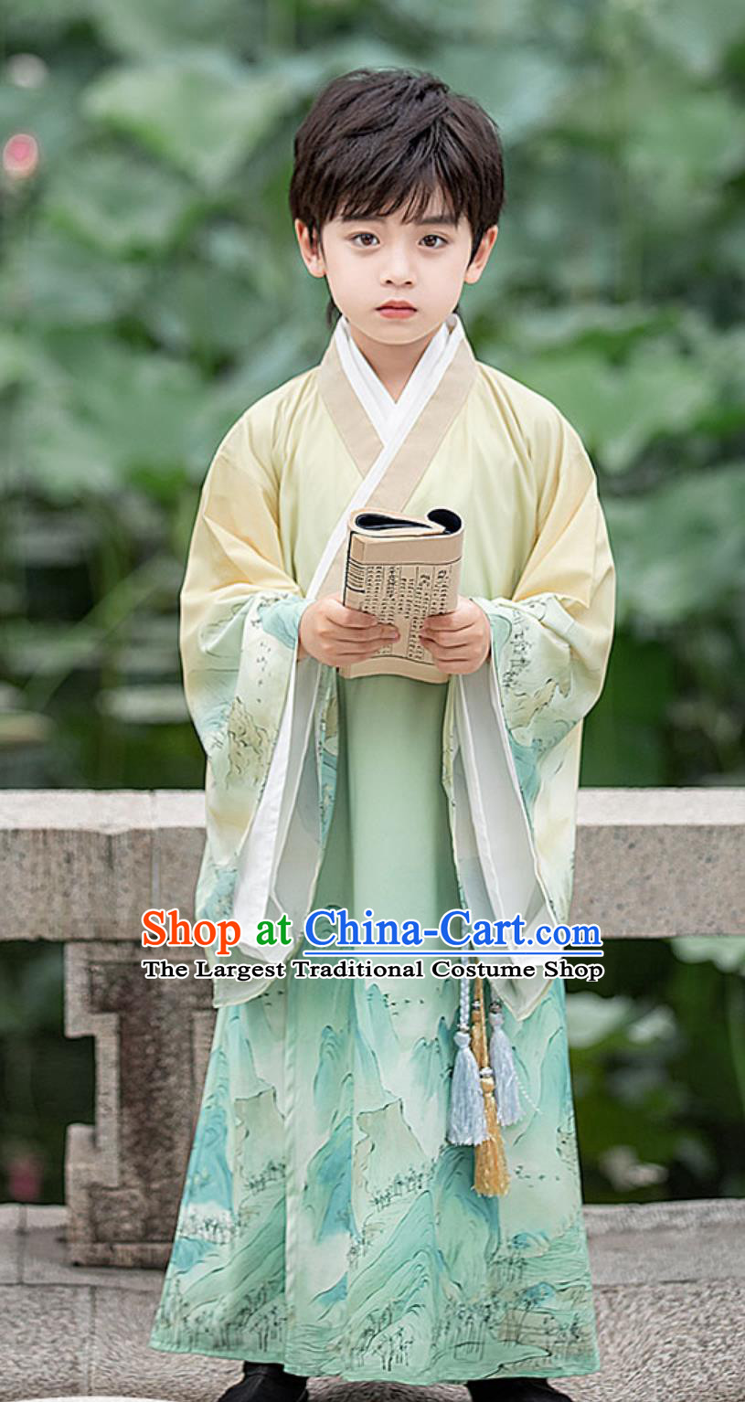 Boys Hanfu Traditional Chinese Costume Ancient Style Handsome Scholar Performance Outfit