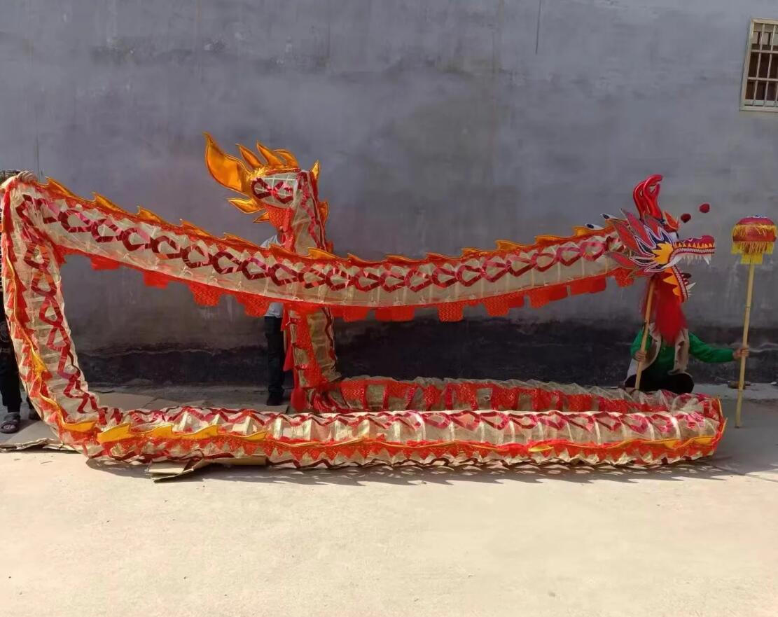 Red Dragon Dancing Prop Chinese Dragon Dance Net Costume Celebration Parade Dragon Clothing Equipment Set
