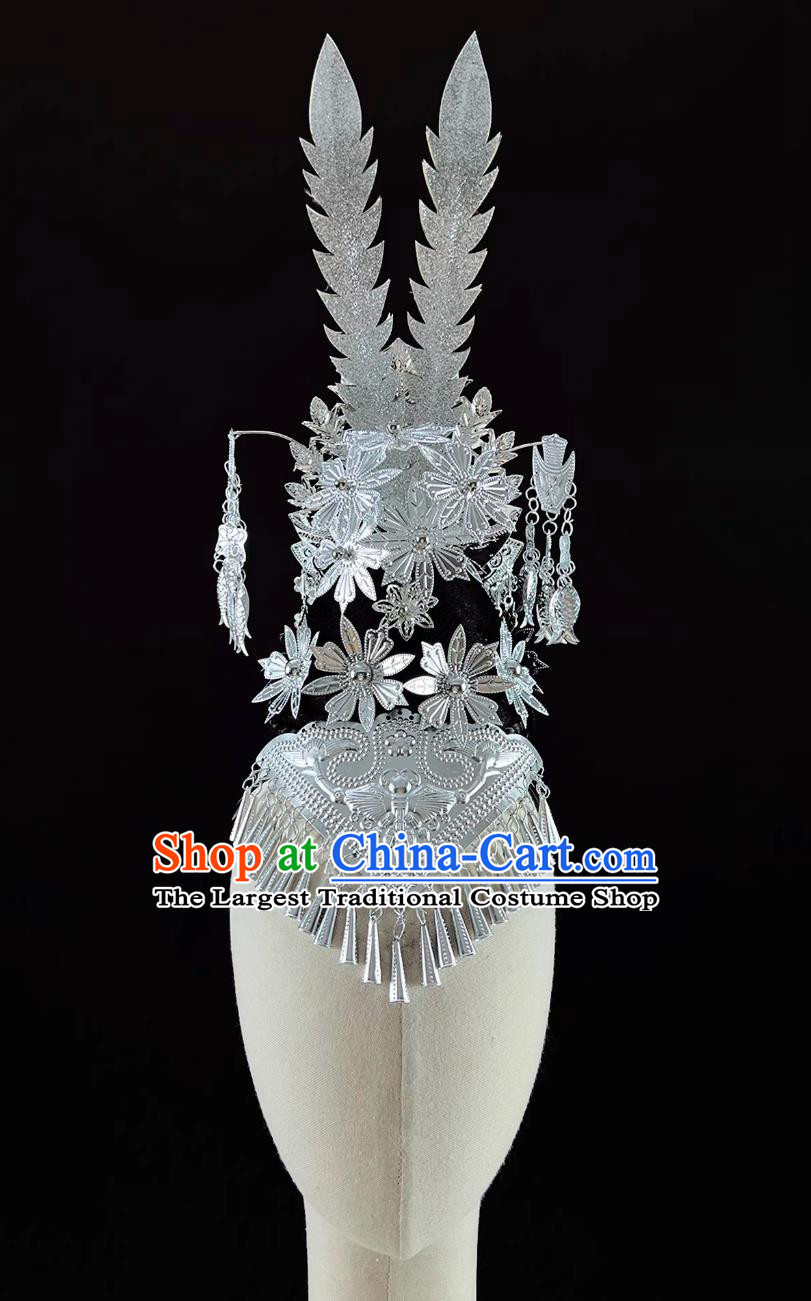 Miao Headdress Ethnic Minority Silver Ornaments Phoenix Coronet Miao Stage Performance Headdress