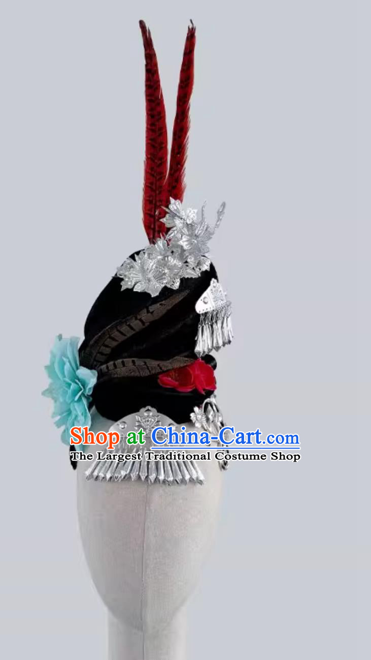 Miao Dance Xiang Jin Lin Performance Headpiece Chinese Ethnic Minority Feather Hair Accessories