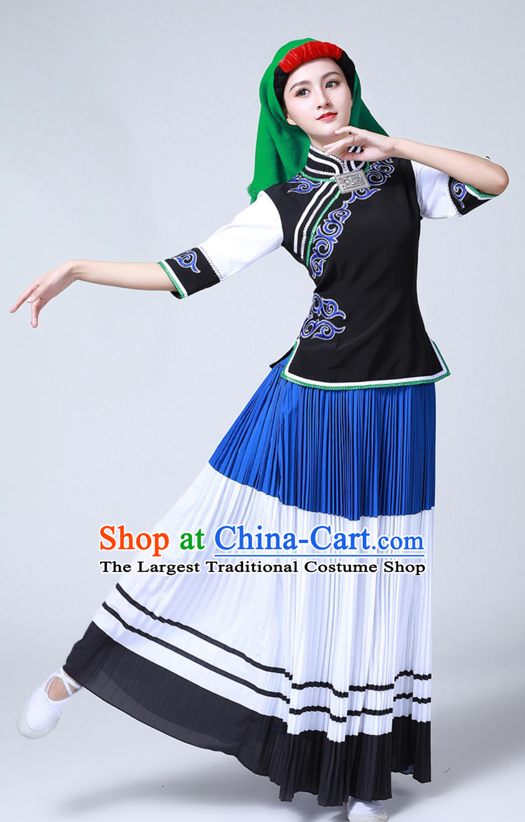 Chinese Ethnic Dance Performance Costume Yi Minority Torch Festival Large Skirt Outfit