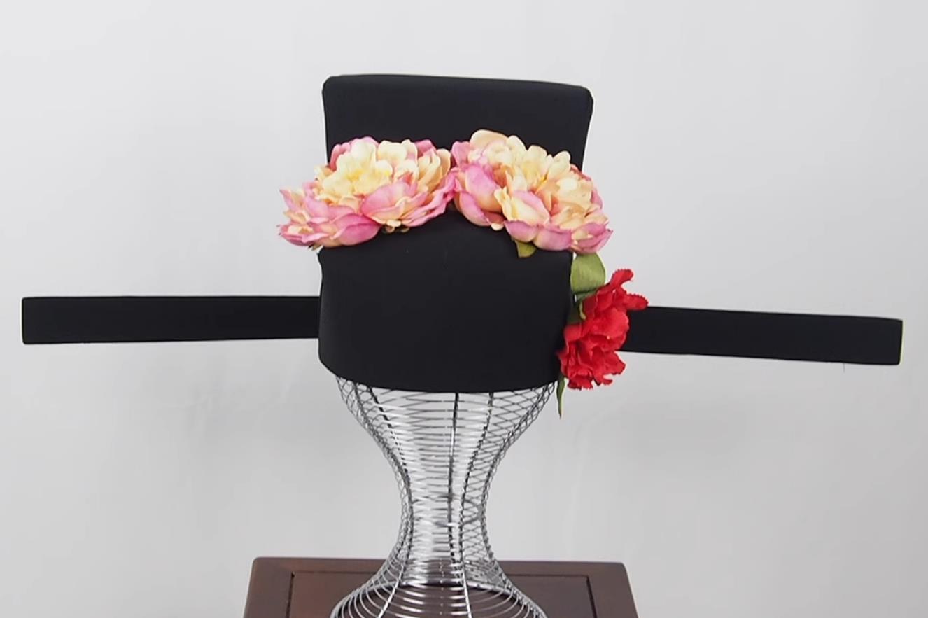 Song Dynasty Court Floral Performance Headwear Mens Flower Turban Musician Performance Headdress Ancient Chinese Official Hat