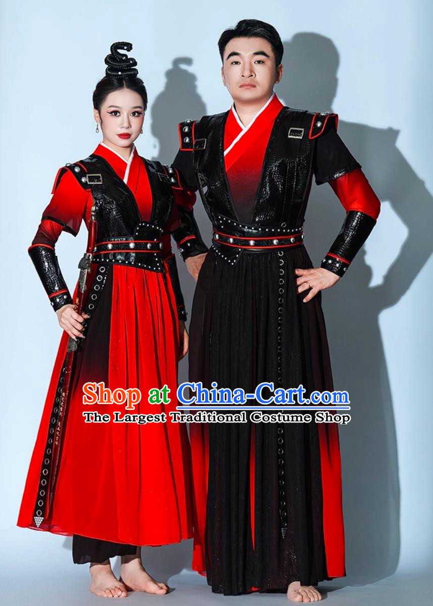Snow Dragon Chant Dance Costumes Chinese Style Drum Performance Attires Warrior Sword Dance Clothing for Women for Men