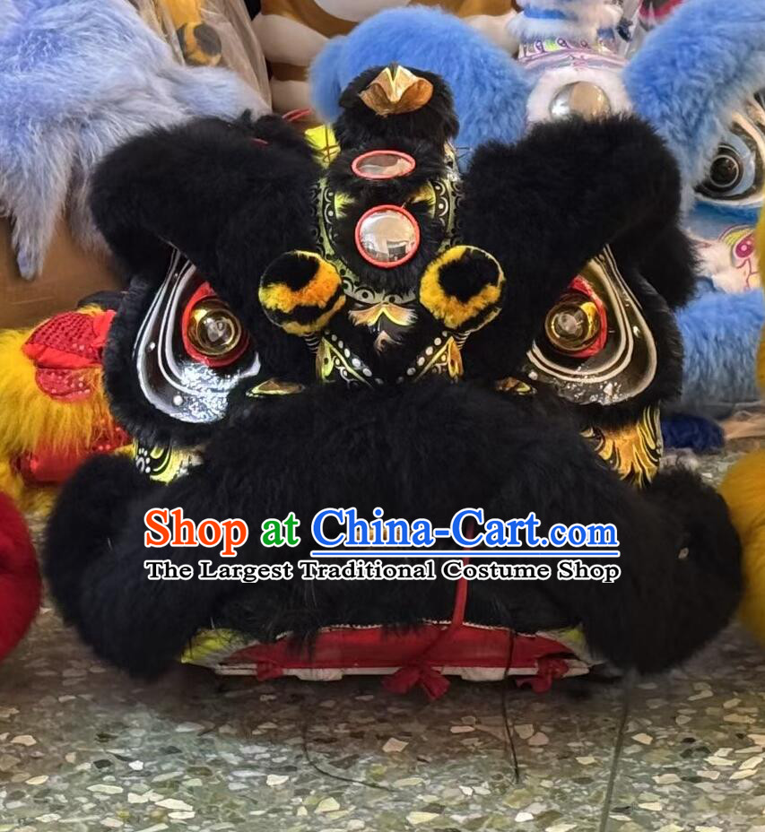 Black Wool Laofuzi Lion Head Traditional Chinese Lion Dance Clothing Handmade Festival  Dancing Lion Costume Complete Set