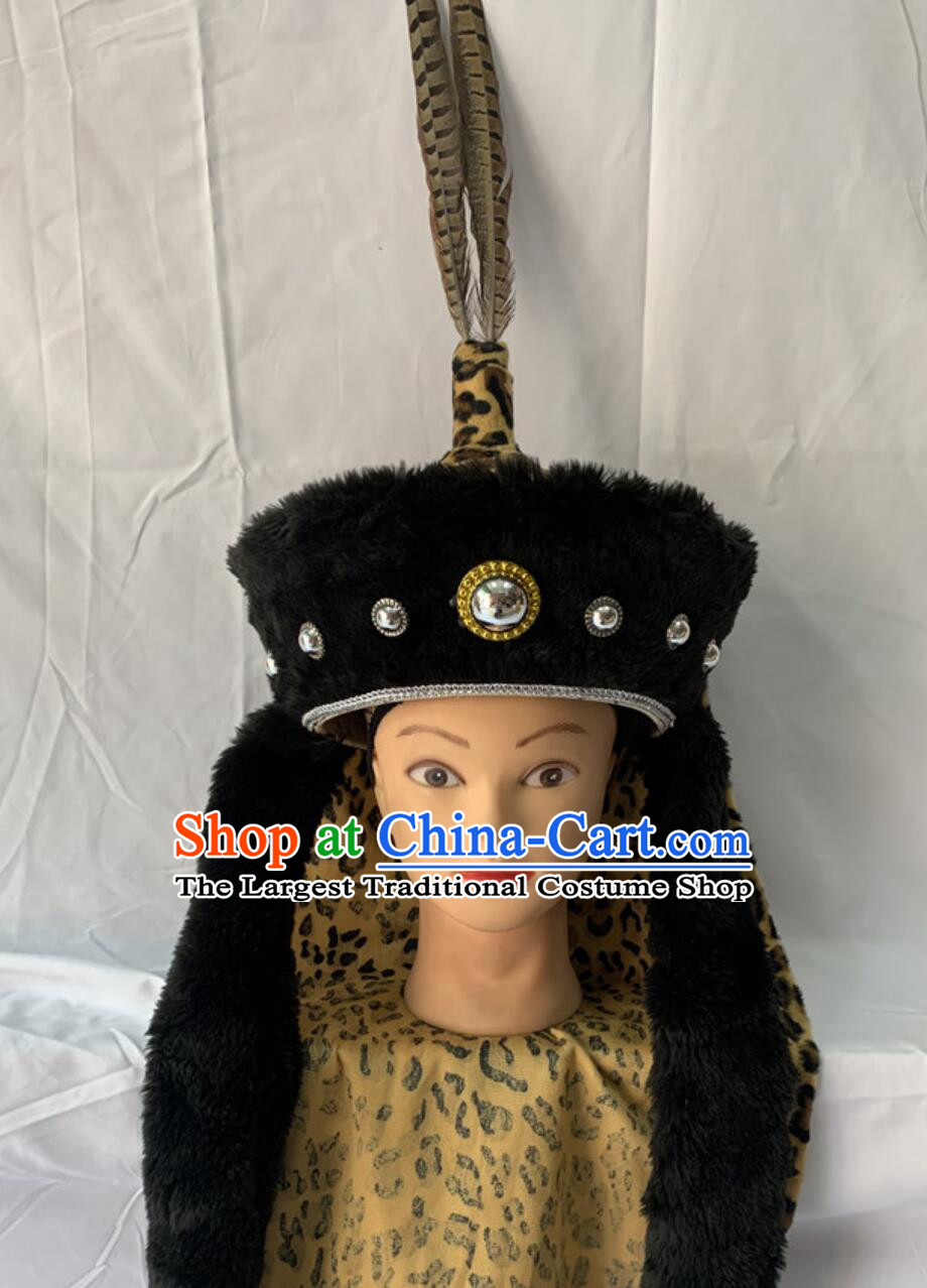 Traditional Chinese Beijing Opera Headwear Ancient Ethnic Warrior Helmet Western Regions Hat