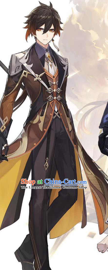Genshin Impact Zhongli Cosplay Costume Anime Game Outfit Halloween Cosplay Clothing