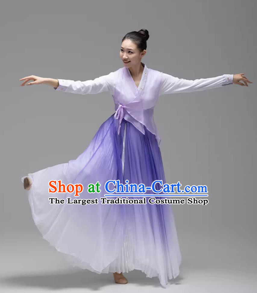 Wings Of The Soul Korean Dance Costume Purple Gradient Fan Dance Performance Dress