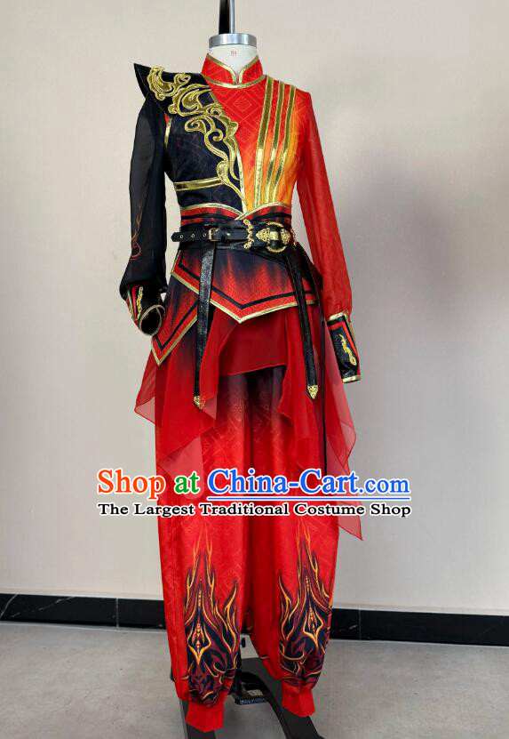 Red Horse Year Drum Dance Costume Stage Performance Horse Suit Spring Festive Opening Dance Clothing
