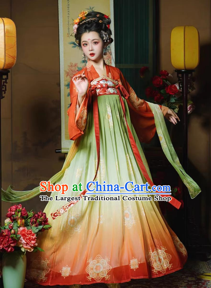 Ancient Chinese Noble Woman Costumes Tang Dynasty Hanfu Dress Ruqun