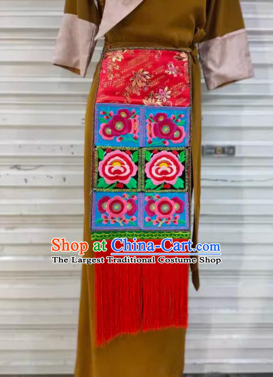 Tibetan Ladies Amdo Region Traditional Accessory Zang Ethnic Embroidery Belt