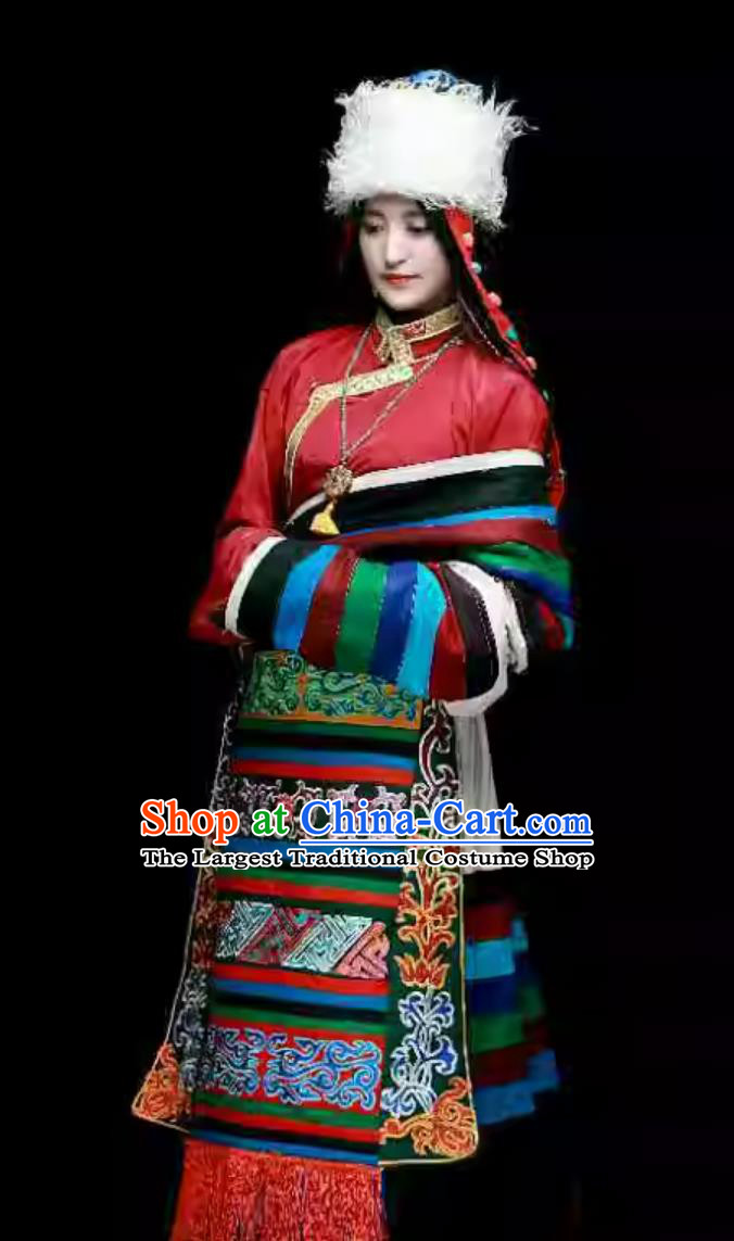 Tibetan Style Ethnic Traditional Costume Women Tibetan Robe
