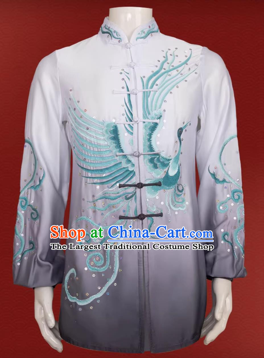 Martial Arts Performance Tai Chi Costume Embroidery Gradient Competition Suit
