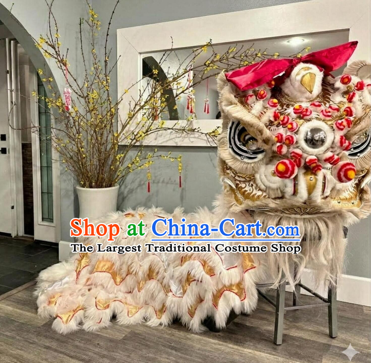 Dancing Lion Costume Handmade Fei hung Wong Lion Head Traditional Chinese Lion Dance Prop Complete Set