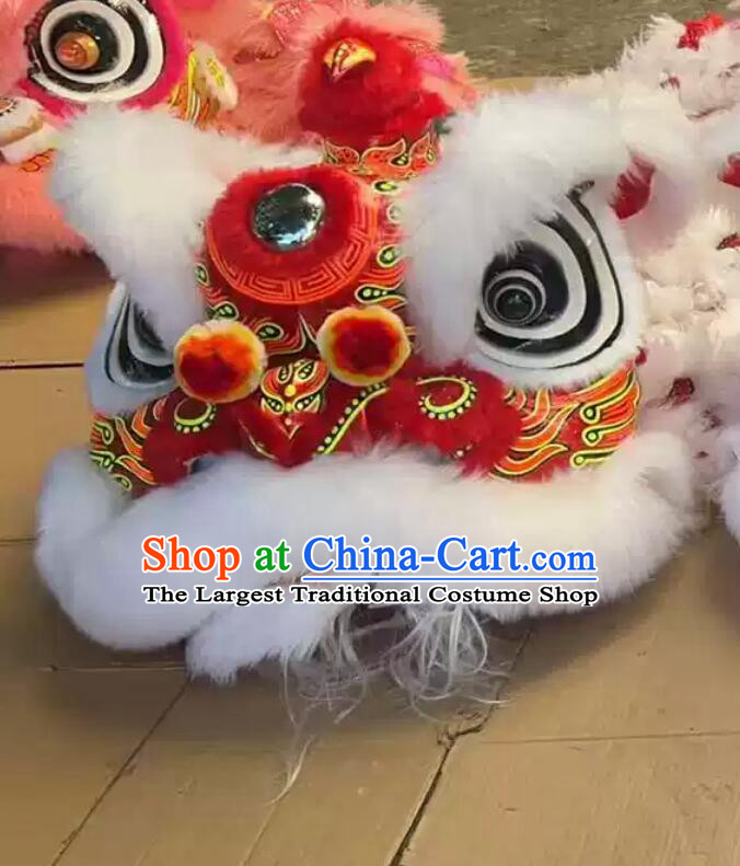 Chinese Lion Dance Prop Red Dancing Lion Costume Handmade Fut San Lion Head for School Performances