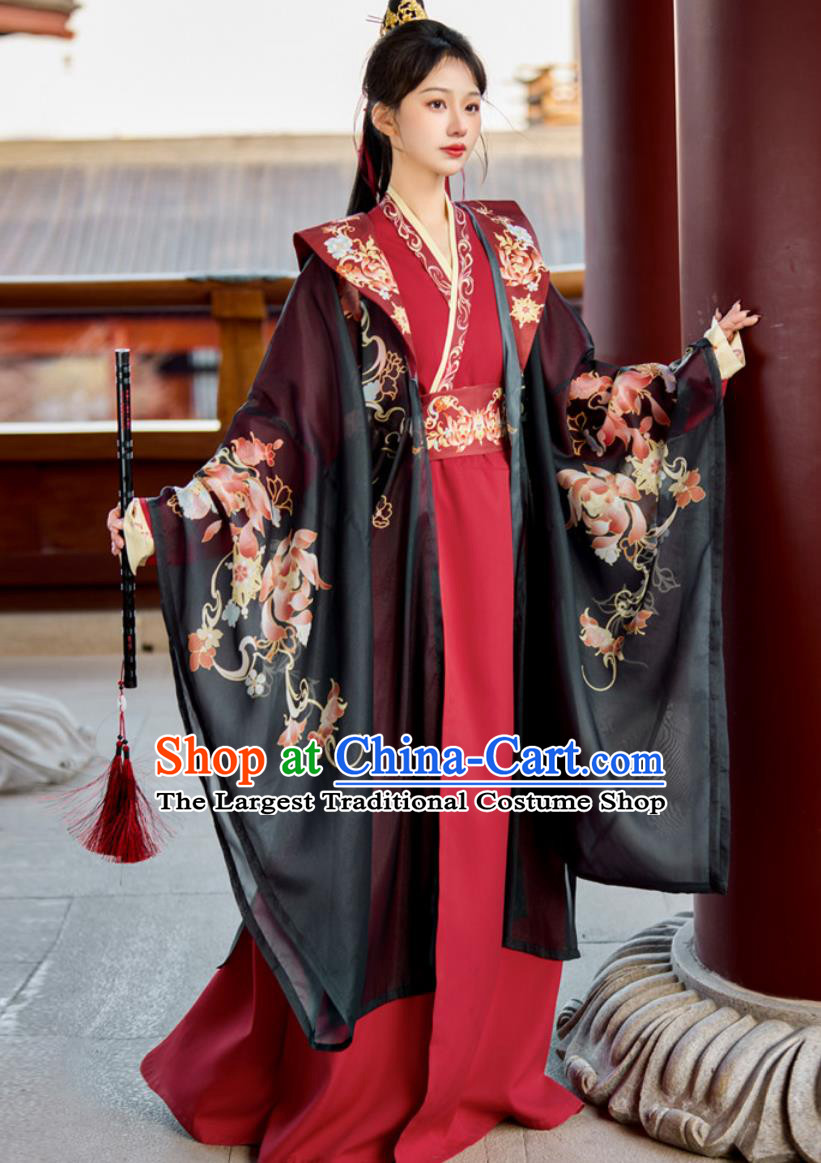 Chinese Hanfu Wei Jin Dynasty Style Outfit Cross Collar Large Sleeve Spring Summer Costume