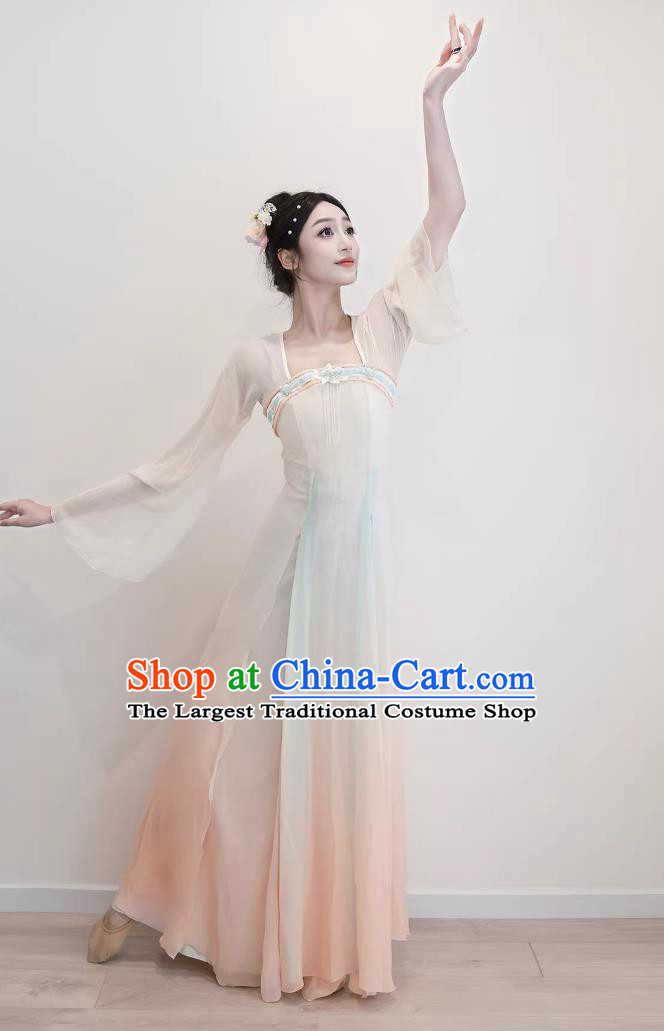 Chinese Classical Dance Costume Magnolia Blossom Spring Inspired Flowing Fairy Stage Performance Dress For Women