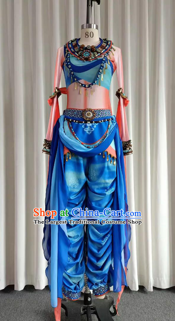 Chinese Traditional Style Flying Kucha Dunhuang Dance Costume For Women Ethnic Group Stage Performance Dress