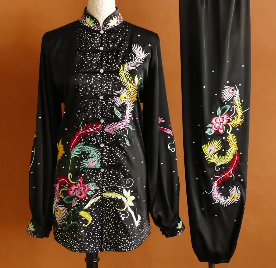 Embroidery Colorful Phoenix Tai Chi Suit Martial Arts Performance Costume Chinese Wushu Competition Clothing