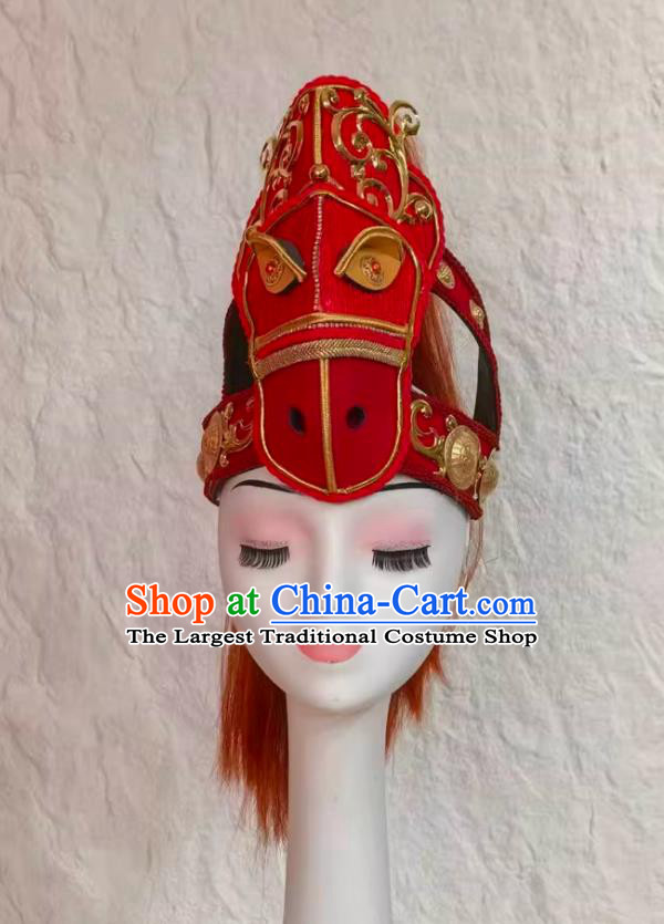 Year Of The Horse Performance Headwear Opening Dance Drumming Performance Red Horse Headdress
