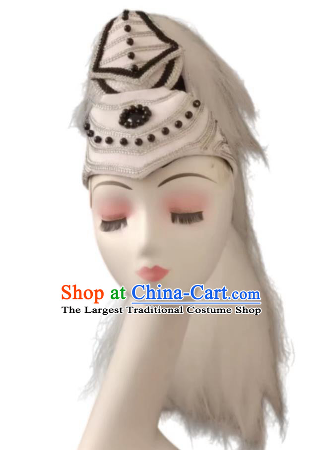 White Horse Dance Headdress Ethnic Mongolian Performance Hair Ornament