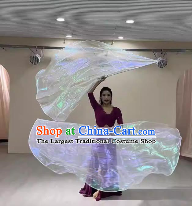 White Dance Flag Shape Fans Transparent Wings Sports Event Handheld Performance Prop Opening Dance Fans
