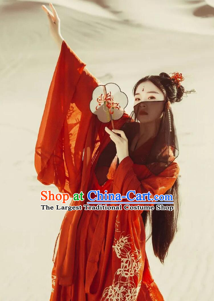Traditional Chinese Red Hanfu Dress Tang Dynasty Princess Costume