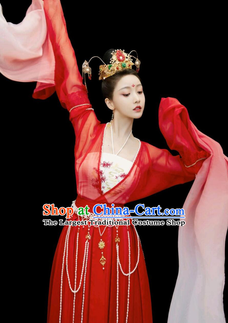 Chinese Classical Dance Costume Traditional Water Sleeve Dance Of The Flying Daggers Red Dress