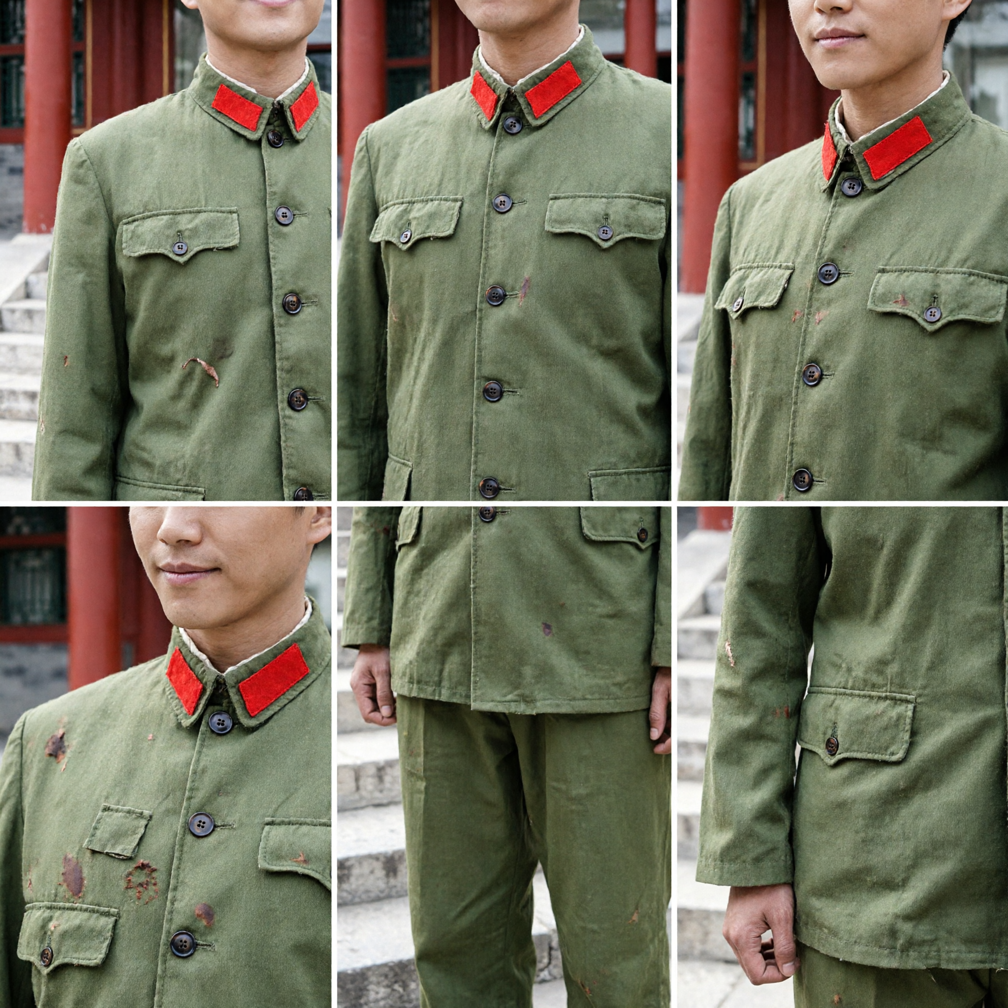 Traditional Chinese PLA Type 65 Military Uniform Costume Olive Green Army Suit for Men and Women Stage Performance - Asian Costume