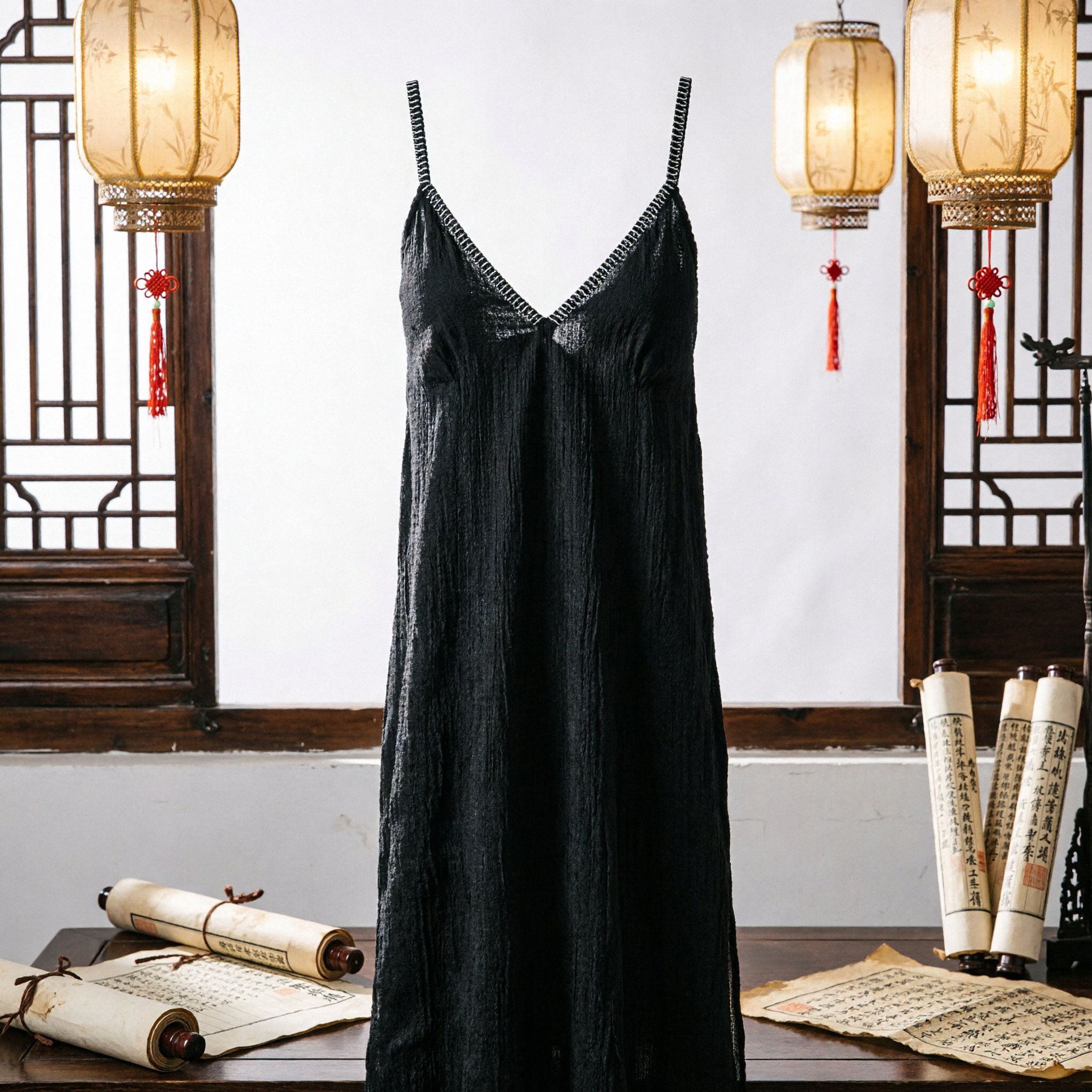 Long Black Traditional Chinese Hair Extension Piece with Hooks for Hanfu Ancient Costume Cosplay and Opera - Asian Costume