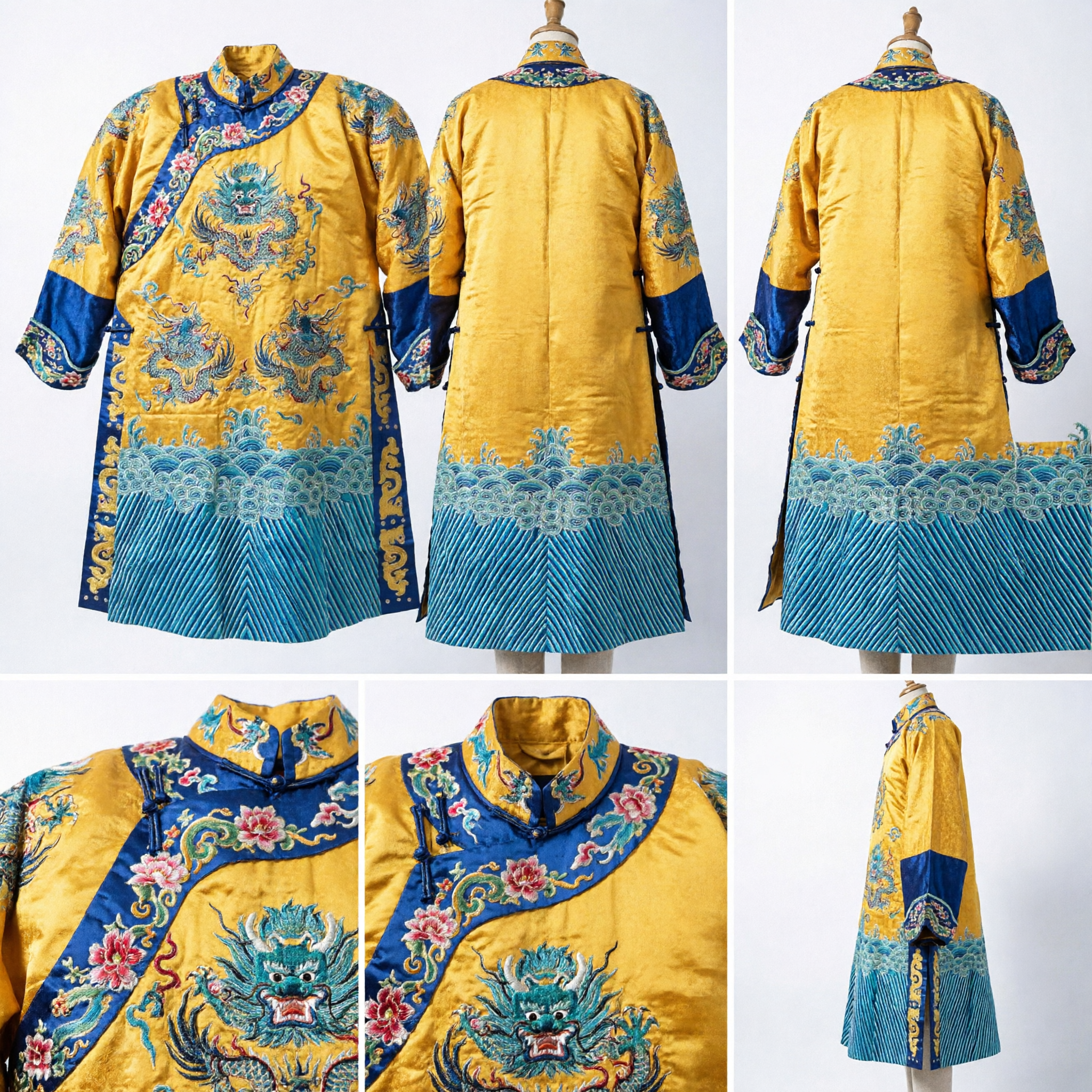 Traditional Chinese Yellow Dragon Robe Peking Opera Costume Ancient Stage Performance Clothing for Men - Asian Costume