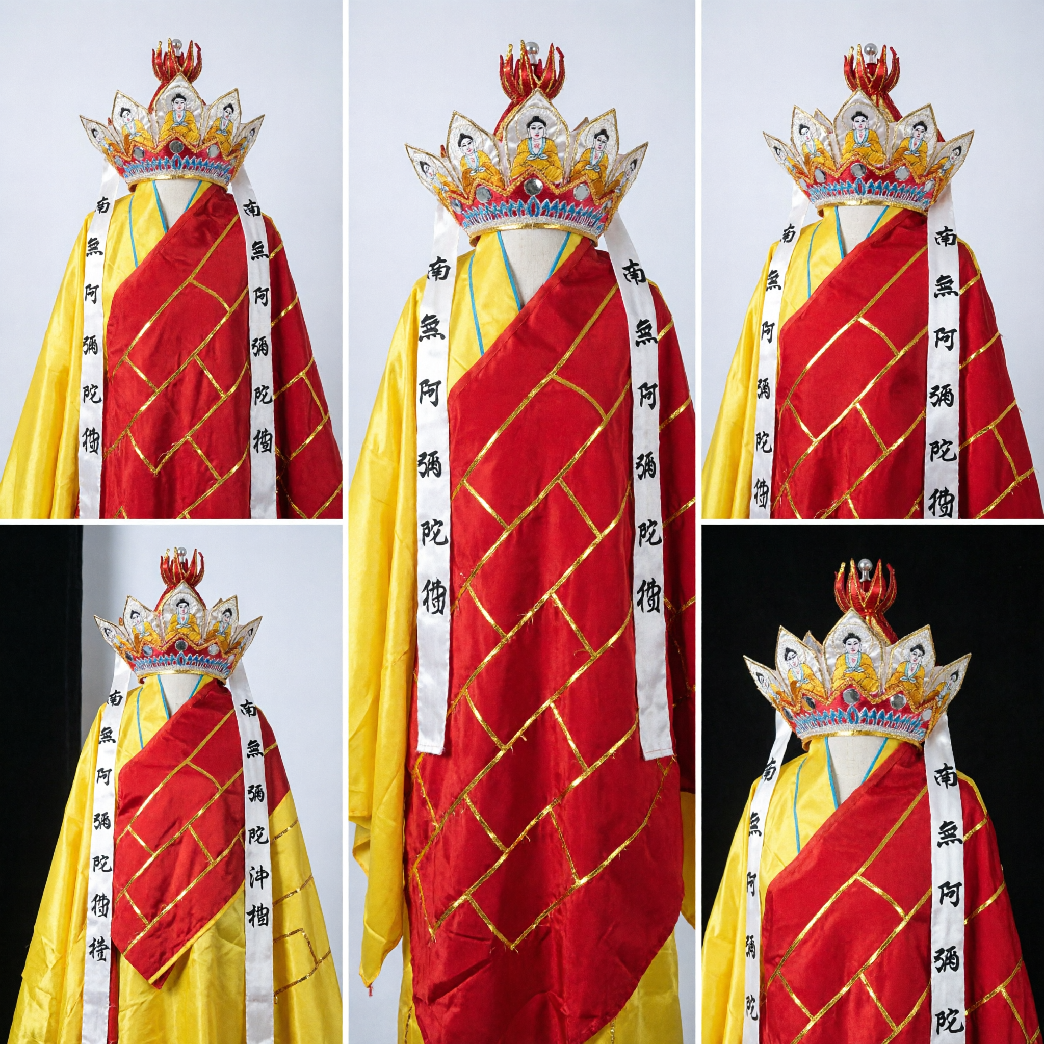 Tang Sanzang Journey to the West Costume Chinese Buddhist Monk Robe and Five Buddha Crown for Cosplay - Asian Costume