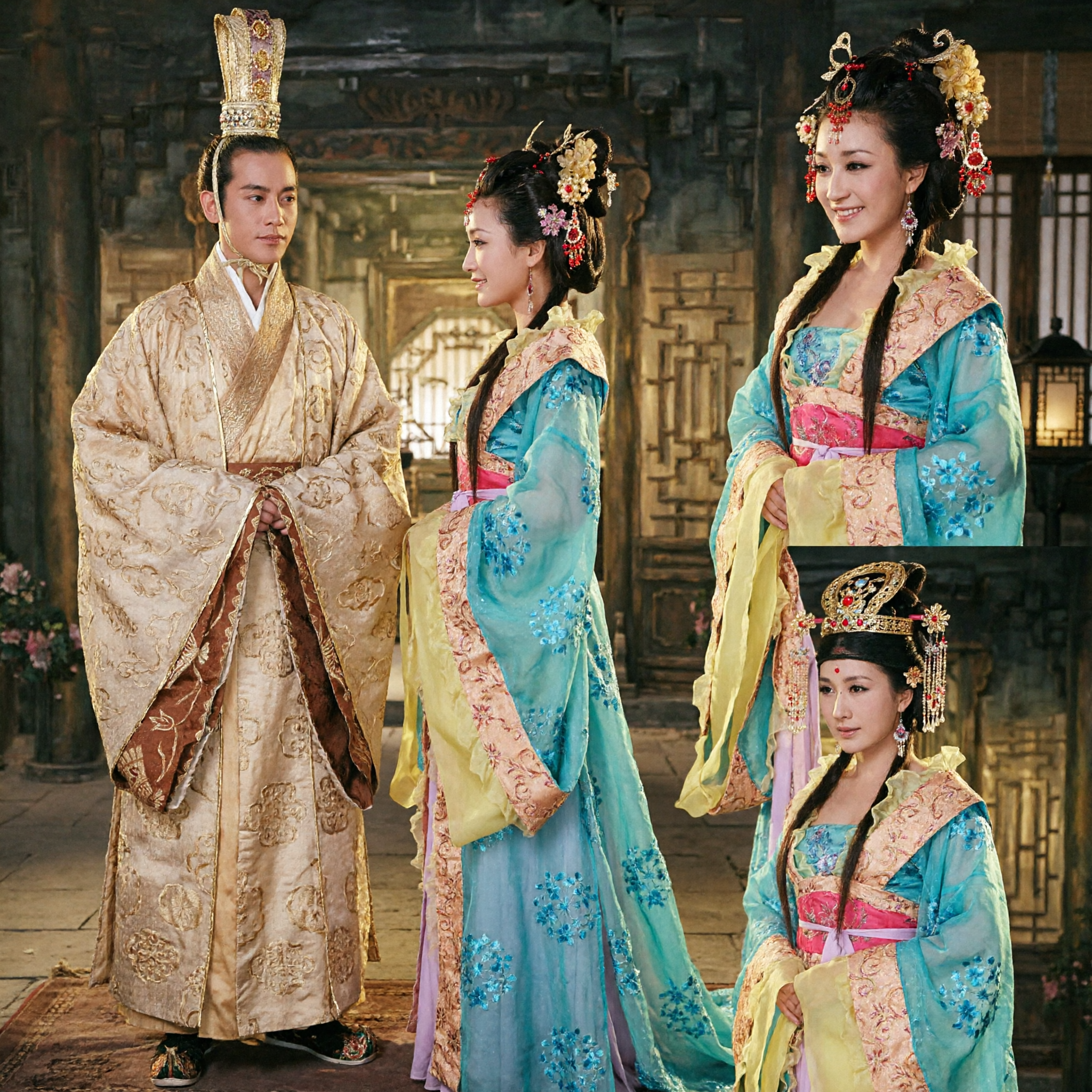 Traditional Chinese Emperor and Empress Couple Hanfu Costume Set Tang Dynasty Style for Cosplay and Photography - Asian Costume