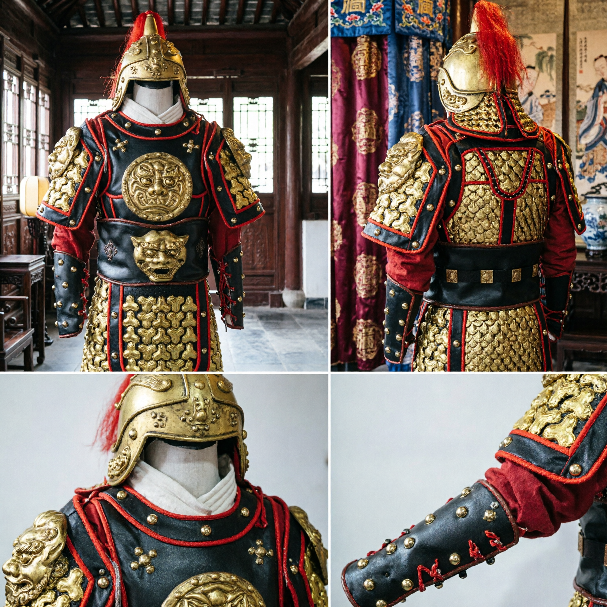 Traditional Chinese General Armor Costume Ming Dynasty Warrior Suit for Men Cosplay Stage Performance - Asian Costume