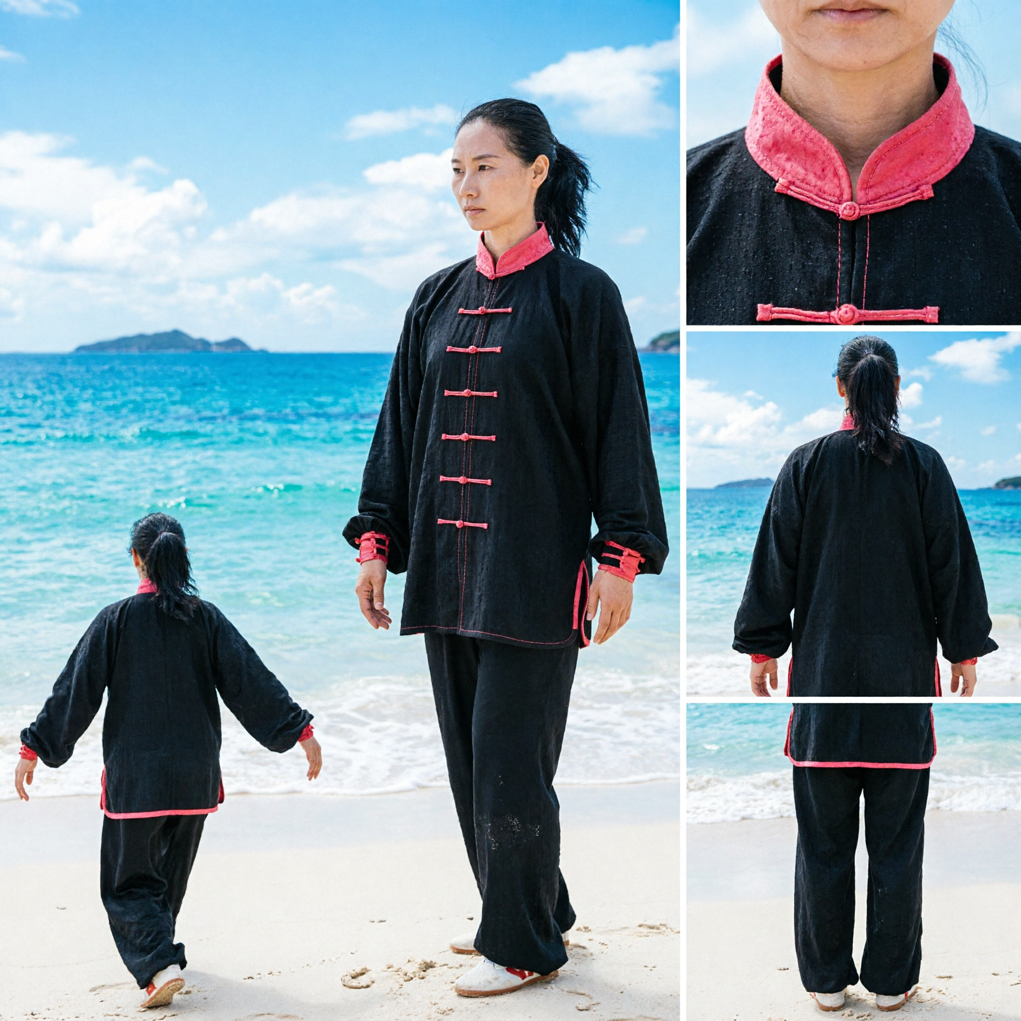 Women's Black Traditional Chinese Tai Chi Uniform Kung Fu Suit Cotton Martial Arts Training Clothing - Asian Costume