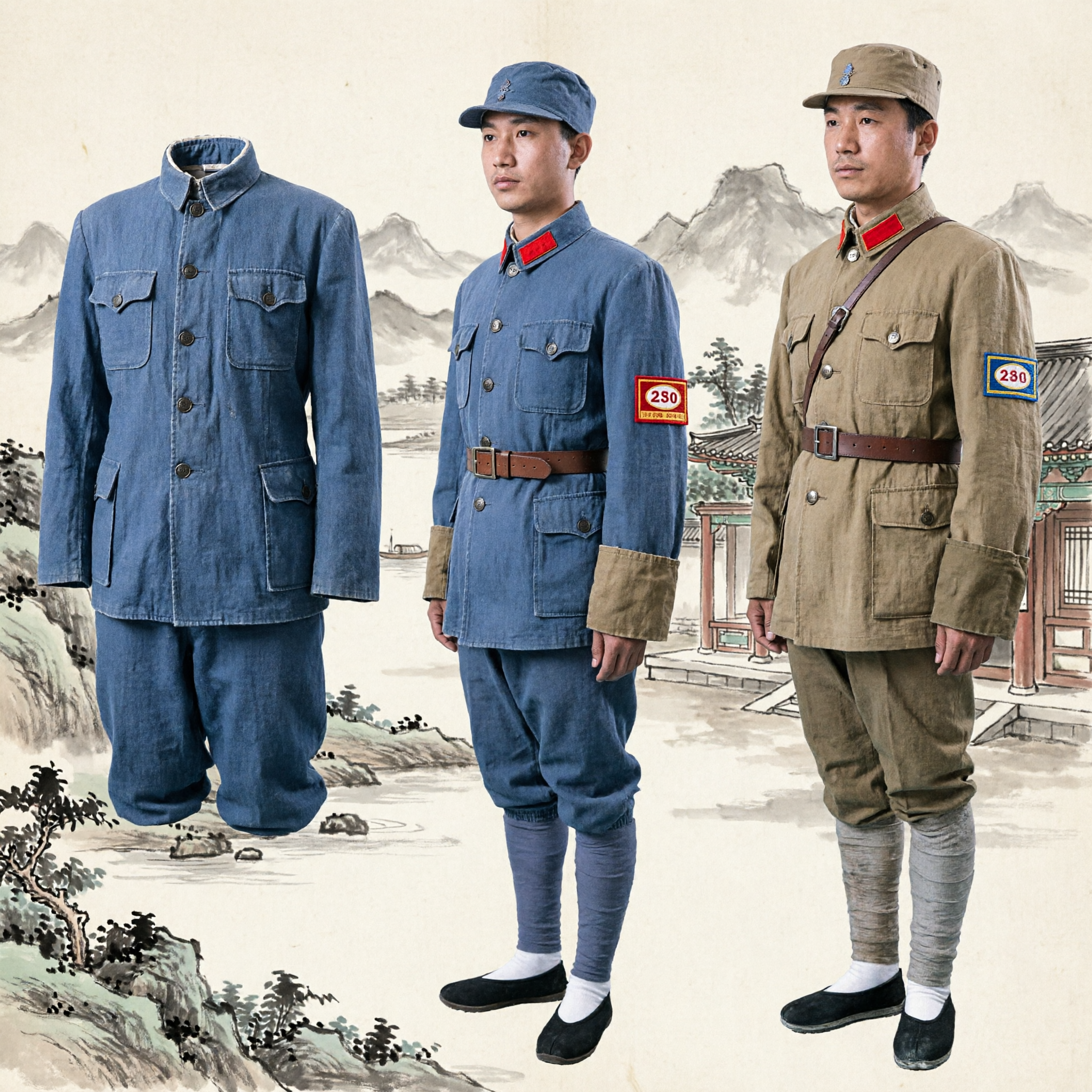 Men's Historical Chinese Eighth Route Army Uniform WWII Military Costume for Stage Performance and Reenactment - Asian Costume