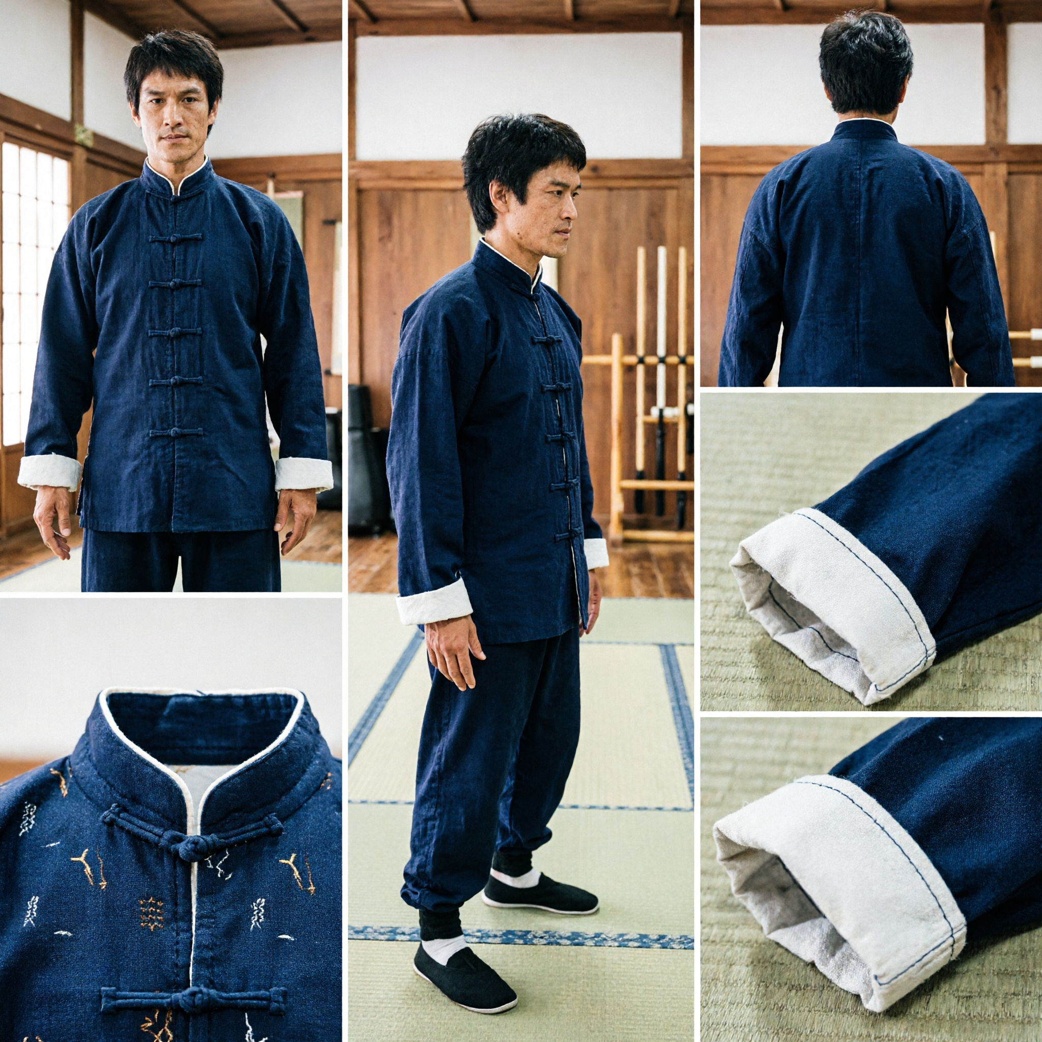 Men's Black Traditional Kung Fu Uniform Bruce Lee Style Martial Arts Tang Suit Set for Training - Asian Costume