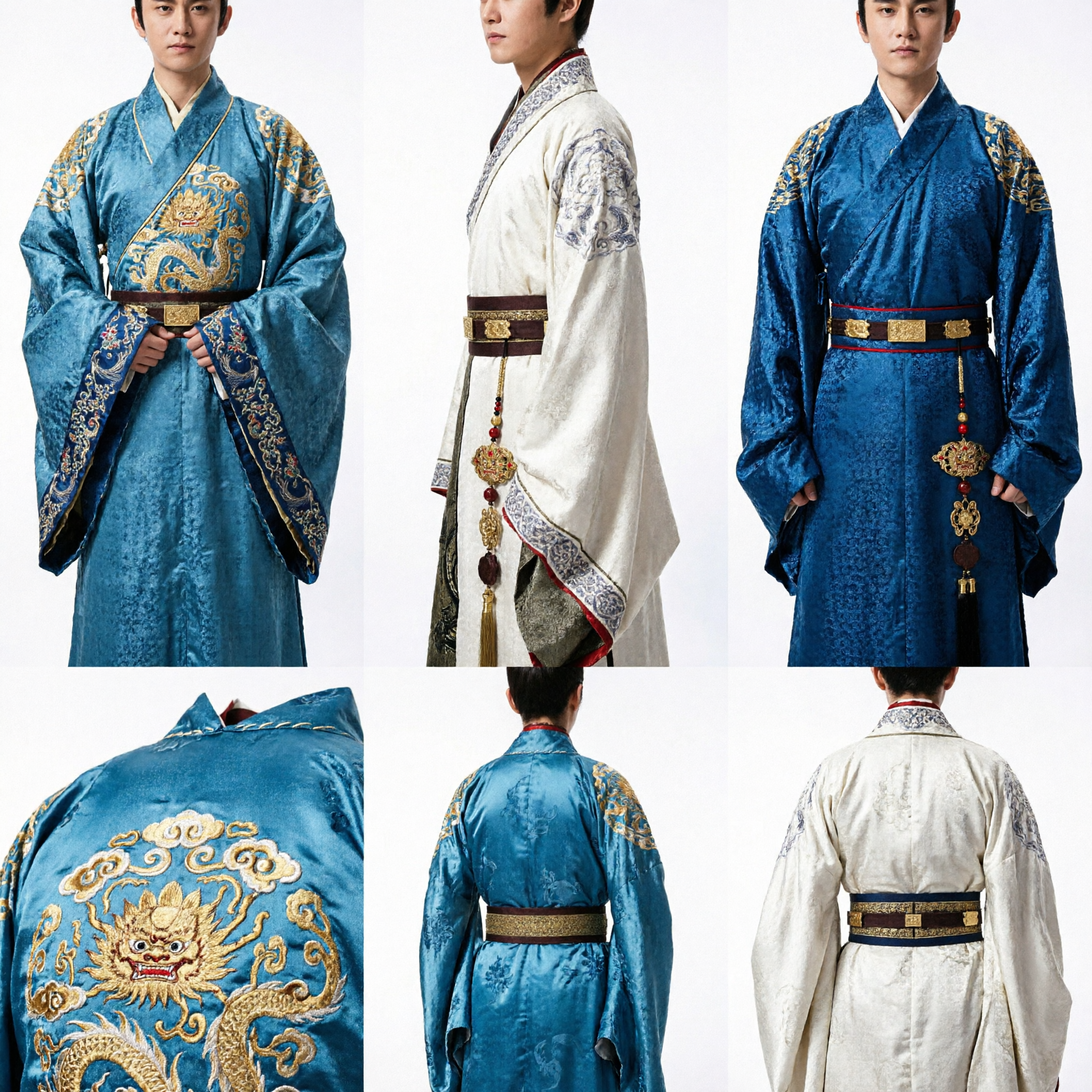 Men's Ancient Chinese Hanfu Traditional Clothing Historical Drama Cosplay Costume Noble Robe Set for Performance - Asian Costume