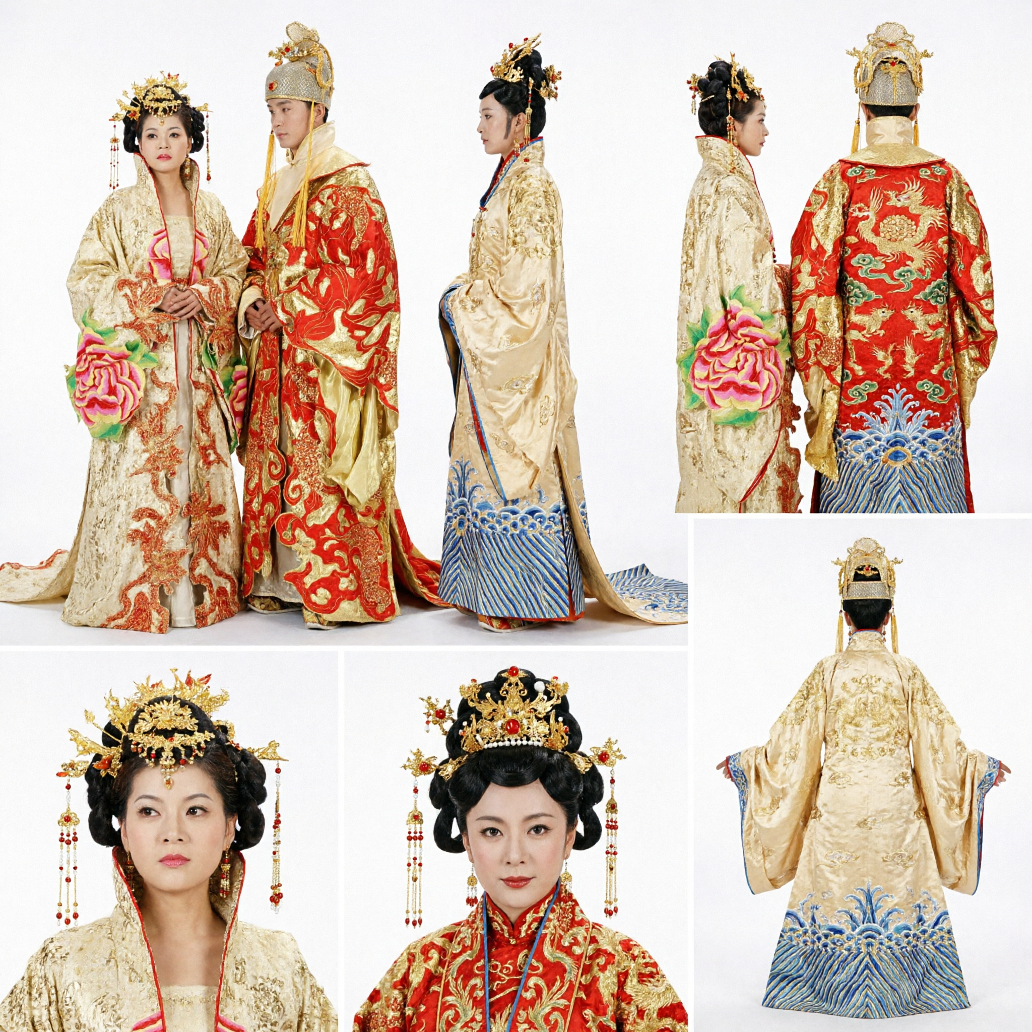 Ancient Chinese Wedding Dress Tang Dynasty Style Emperor Empress Hanfu Dragon Phoenix Robes for Men Women - Asian Costume