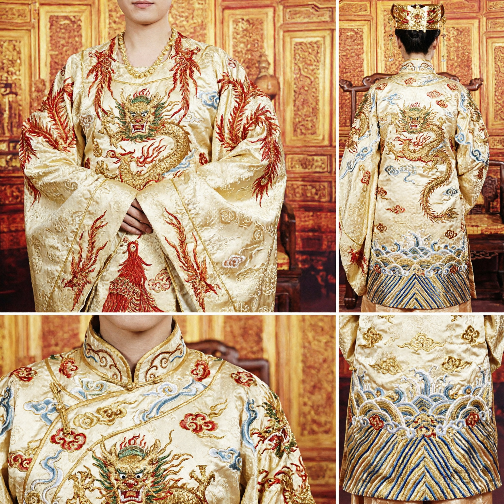 Traditional Chinese Wedding Dress Dragon and Phoenix Robe Ming Dynasty Imperial Style Bride and Groom Costumes - Asian Costume